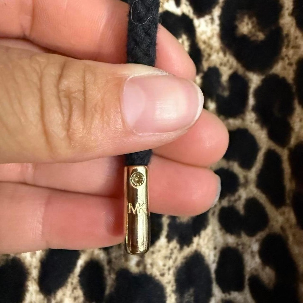 Michael Michael Kors Leopard Print Velour Hoodie Brown Black Gold MK M - Picture 4 of 8